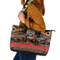ANZAC Day Wests Tigers Leather Tote Bag Military Memorial Aboriginal Indigenous Art