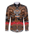 ANZAC Day Wests Tigers Long Sleeve Button Shirt Military Memorial Aboriginal Indigenous Art