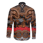 ANZAC Day Wests Tigers Long Sleeve Button Shirt Military Memorial Aboriginal Indigenous Art