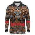 ANZAC Day Wests Tigers Long Sleeve Polo Shirt Military Memorial Aboriginal Indigenous Art