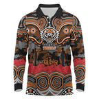 ANZAC Day Wests Tigers Long Sleeve Polo Shirt Military Memorial Aboriginal Indigenous Art