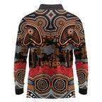ANZAC Day Wests Tigers Long Sleeve Polo Shirt Military Memorial Aboriginal Indigenous Art