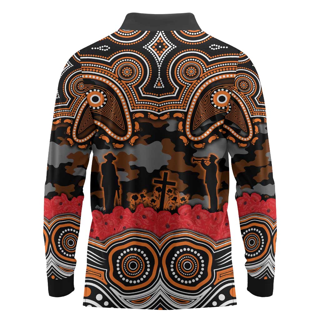 ANZAC Day Wests Tigers Long Sleeve Polo Shirt Military Memorial Aboriginal Indigenous Art