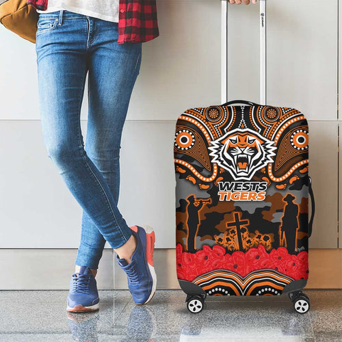 ANZAC Day Wests Tigers Luggage Cover Military Memorial Aboriginal Indigenous Art