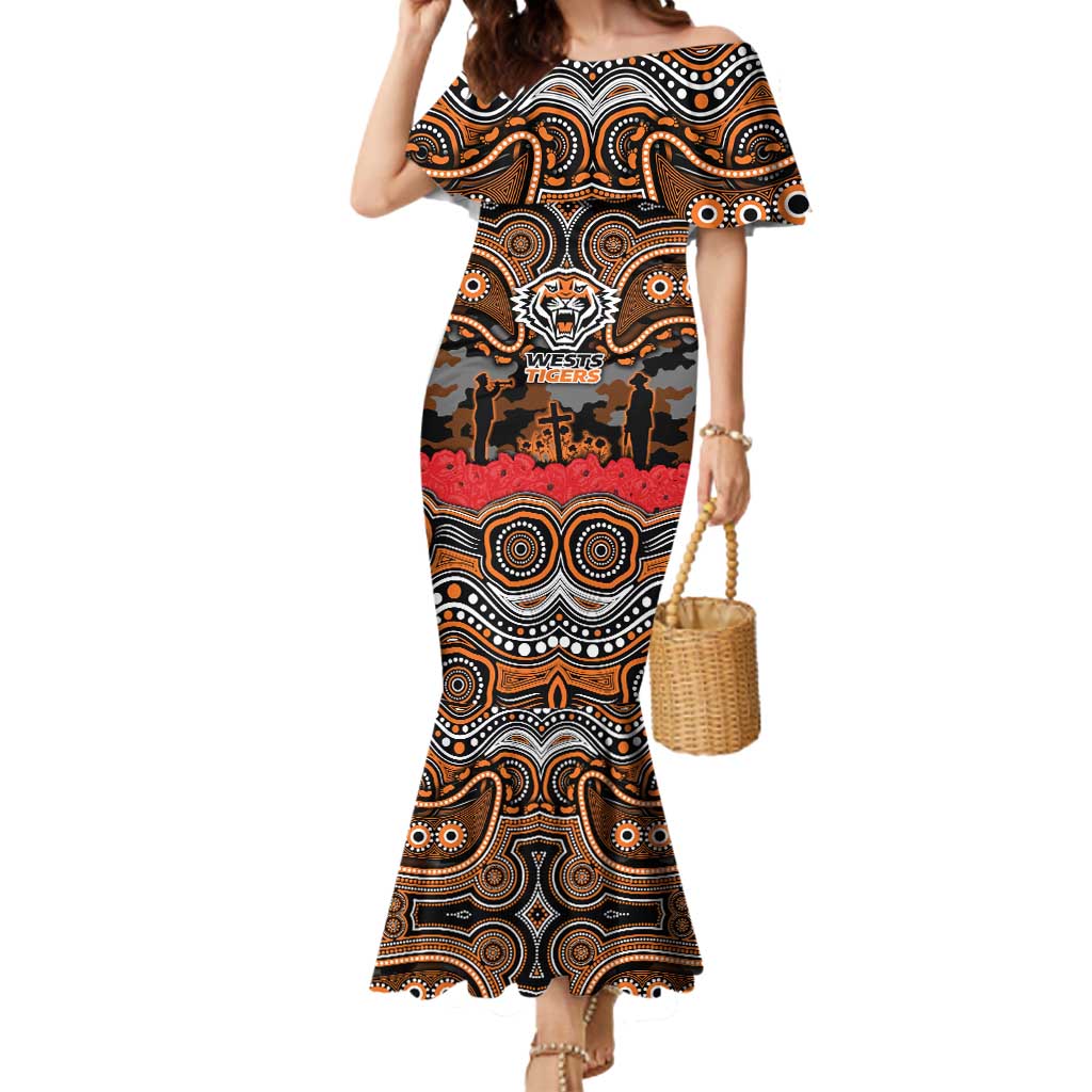 ANZAC Day Wests Tigers Mermaid Dress Military Memorial Aboriginal Indigenous Art