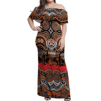 ANZAC Day Wests Tigers Off Shoulder Maxi Dress Military Memorial Aboriginal Indigenous Art