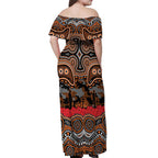 ANZAC Day Wests Tigers Off Shoulder Maxi Dress Military Memorial Aboriginal Indigenous Art