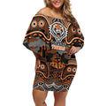 ANZAC Day Wests Tigers Off Shoulder Short Dress Military Memorial Aboriginal Indigenous Art