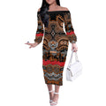 ANZAC Day Wests Tigers Off The Shoulder Long Sleeve Dress Military Memorial Aboriginal Indigenous Art