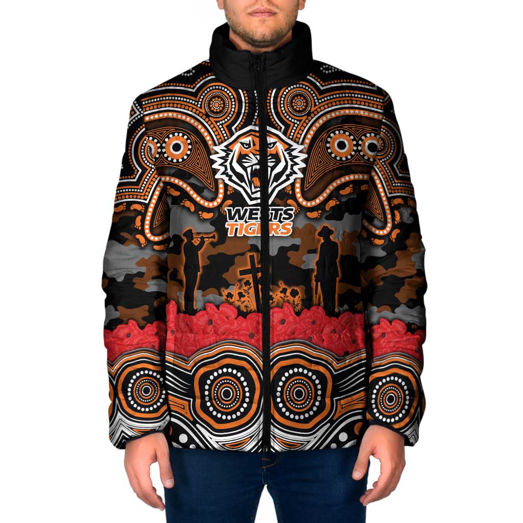 ANZAC Day Wests Tigers Padded Jacket Military Memorial Aboriginal Indigenous Art