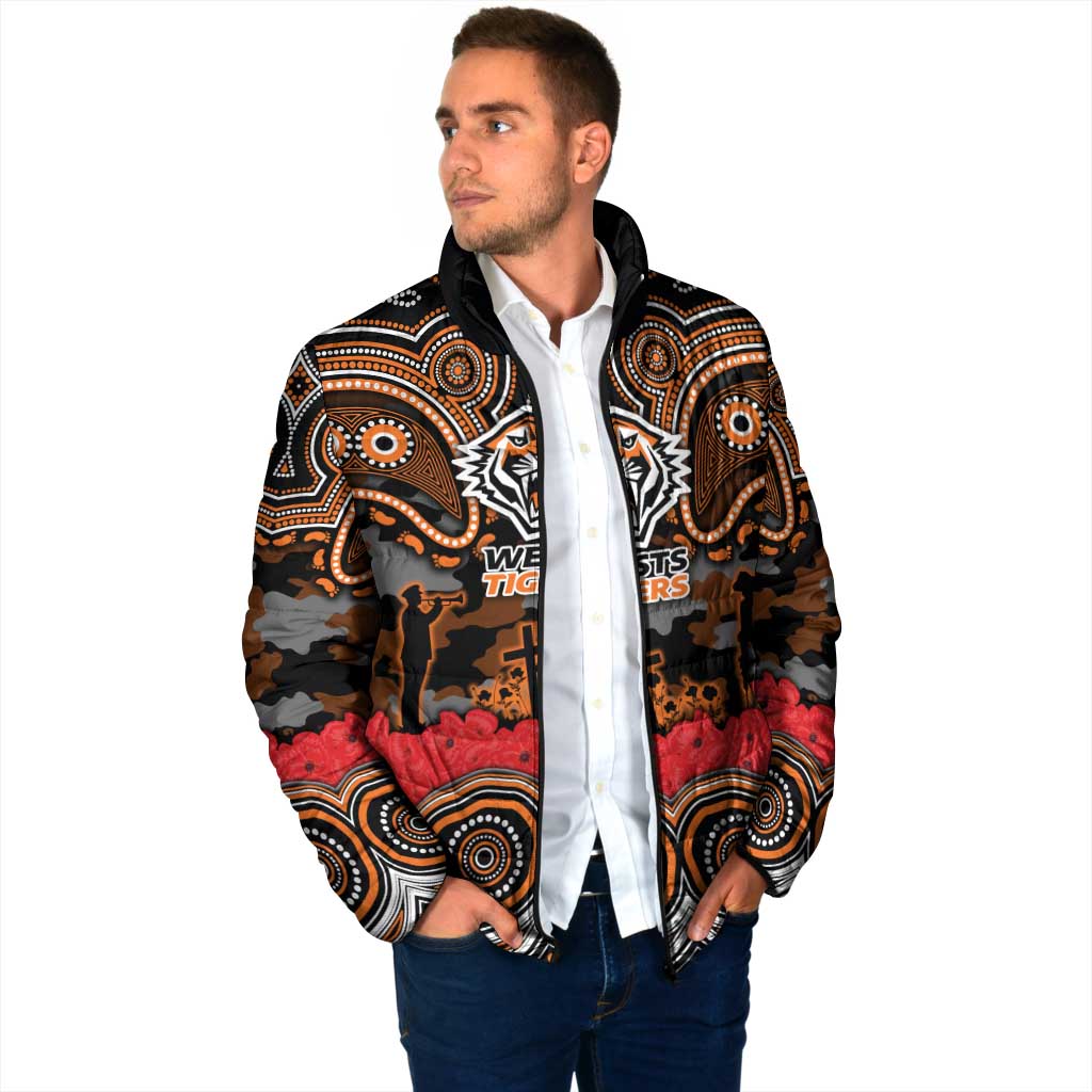 ANZAC Day Wests Tigers Padded Jacket Military Memorial Aboriginal Indigenous Art