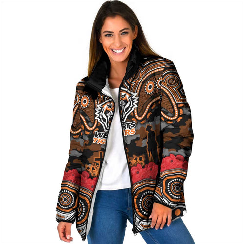 ANZAC Day Wests Tigers Padded Jacket Military Memorial Aboriginal Indigenous Art
