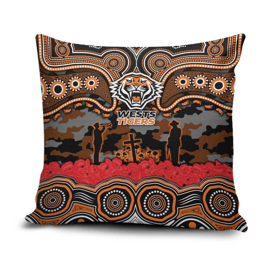 ANZAC Day Wests Tigers Pillow Cover Military Memorial Aboriginal Indigenous Art