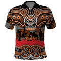 ANZAC Day Wests Tigers Polo Shirt Military Memorial Aboriginal Indigenous Art