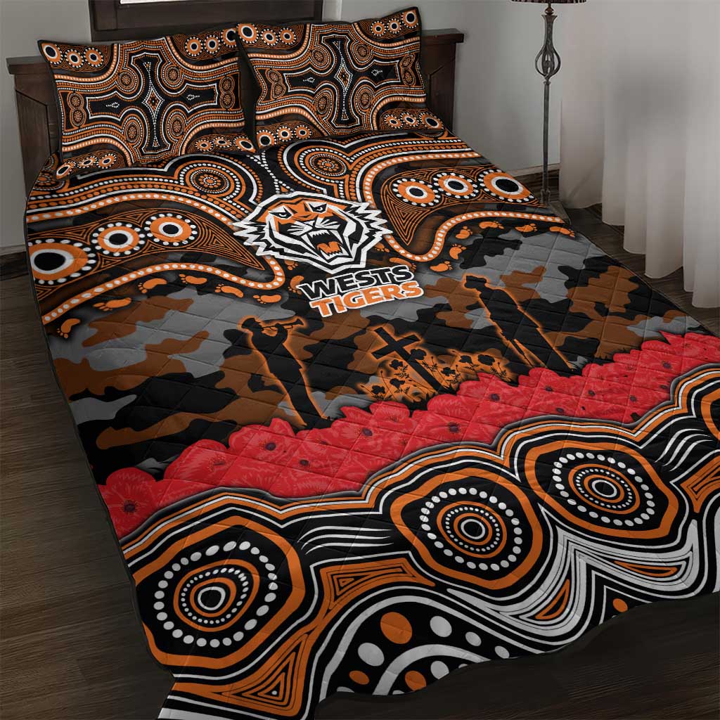 ANZAC Day Wests Tigers Quilt Bed Set Military Memorial Aboriginal Indigenous Art