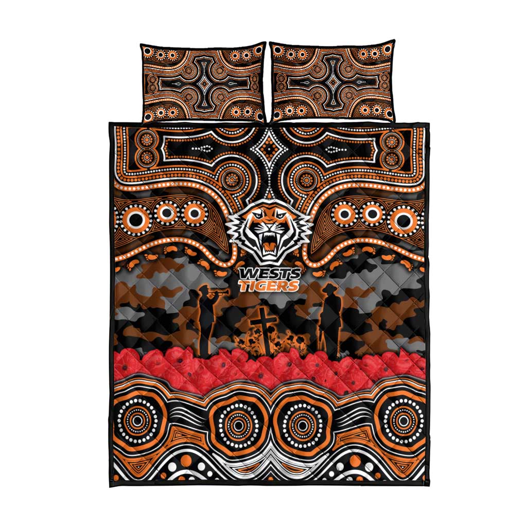 ANZAC Day Wests Tigers Quilt Bed Set Military Memorial Aboriginal Indigenous Art