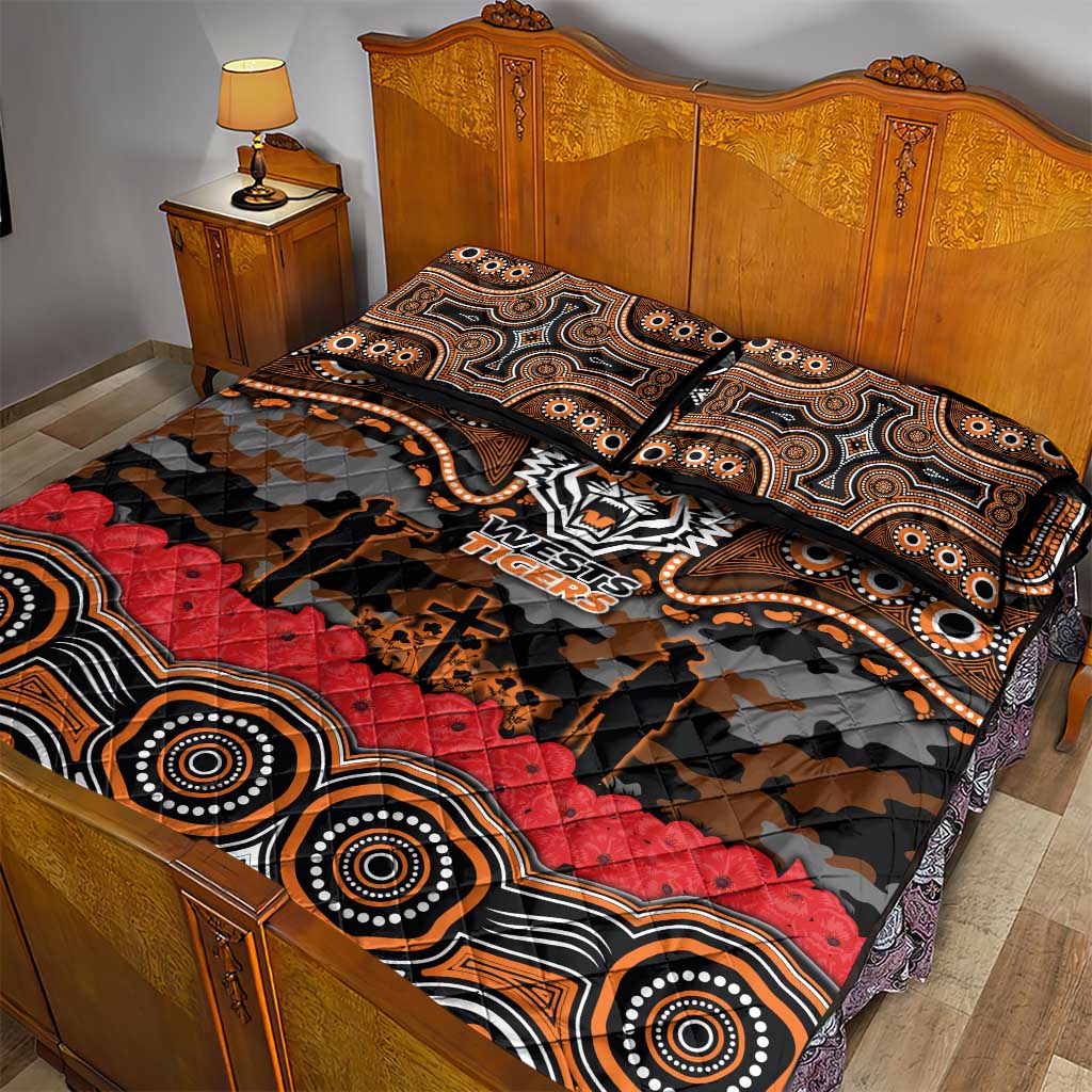 ANZAC Day Wests Tigers Quilt Bed Set Military Memorial Aboriginal Indigenous Art