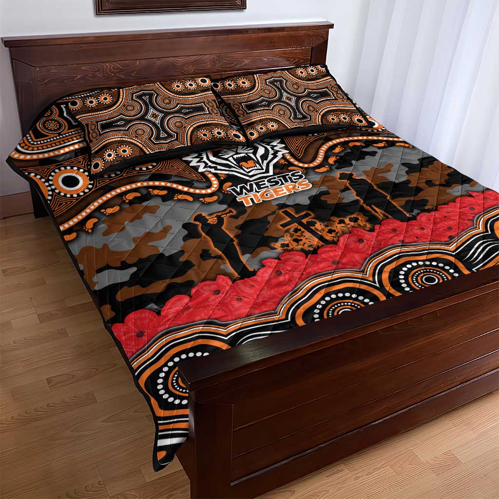 ANZAC Day Wests Tigers Quilt Bed Set Military Memorial Aboriginal Indigenous Art