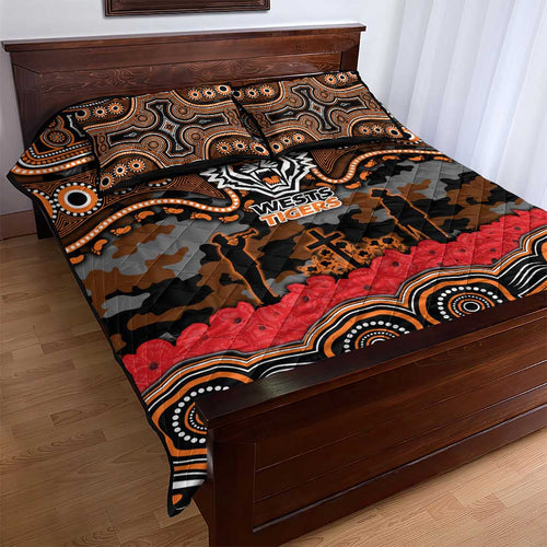 ANZAC Day Wests Tigers Quilt Bed Set Military Memorial Aboriginal Indigenous Art