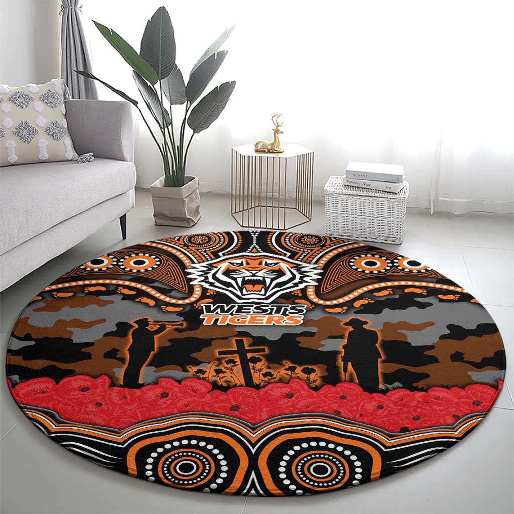 ANZAC Day Wests Tigers Round Carpet Military Memorial Aboriginal Indigenous Art