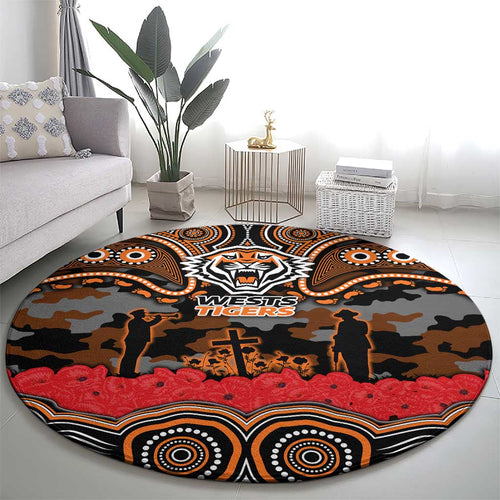 ANZAC Day Wests Tigers Round Carpet Military Memorial Aboriginal Indigenous Art