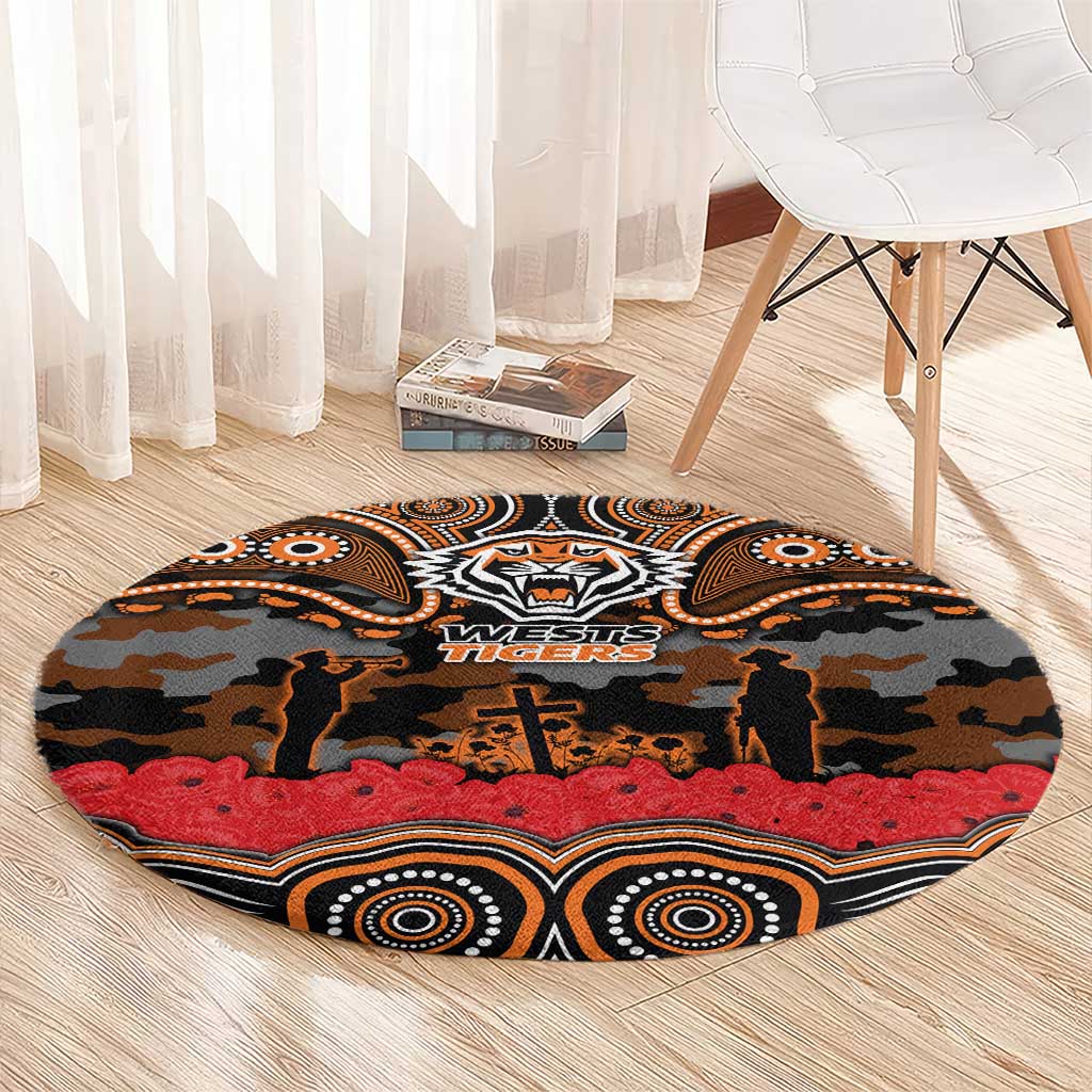 ANZAC Day Wests Tigers Round Carpet Military Memorial Aboriginal Indigenous Art