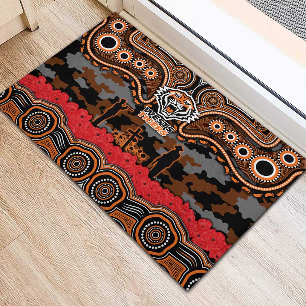 ANZAC Day Wests Tigers Rubber Doormat Military Memorial Aboriginal Indigenous Art