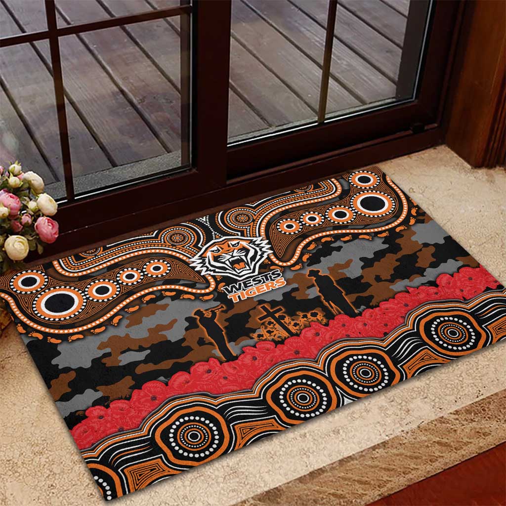 ANZAC Day Wests Tigers Rubber Doormat Military Memorial Aboriginal Indigenous Art
