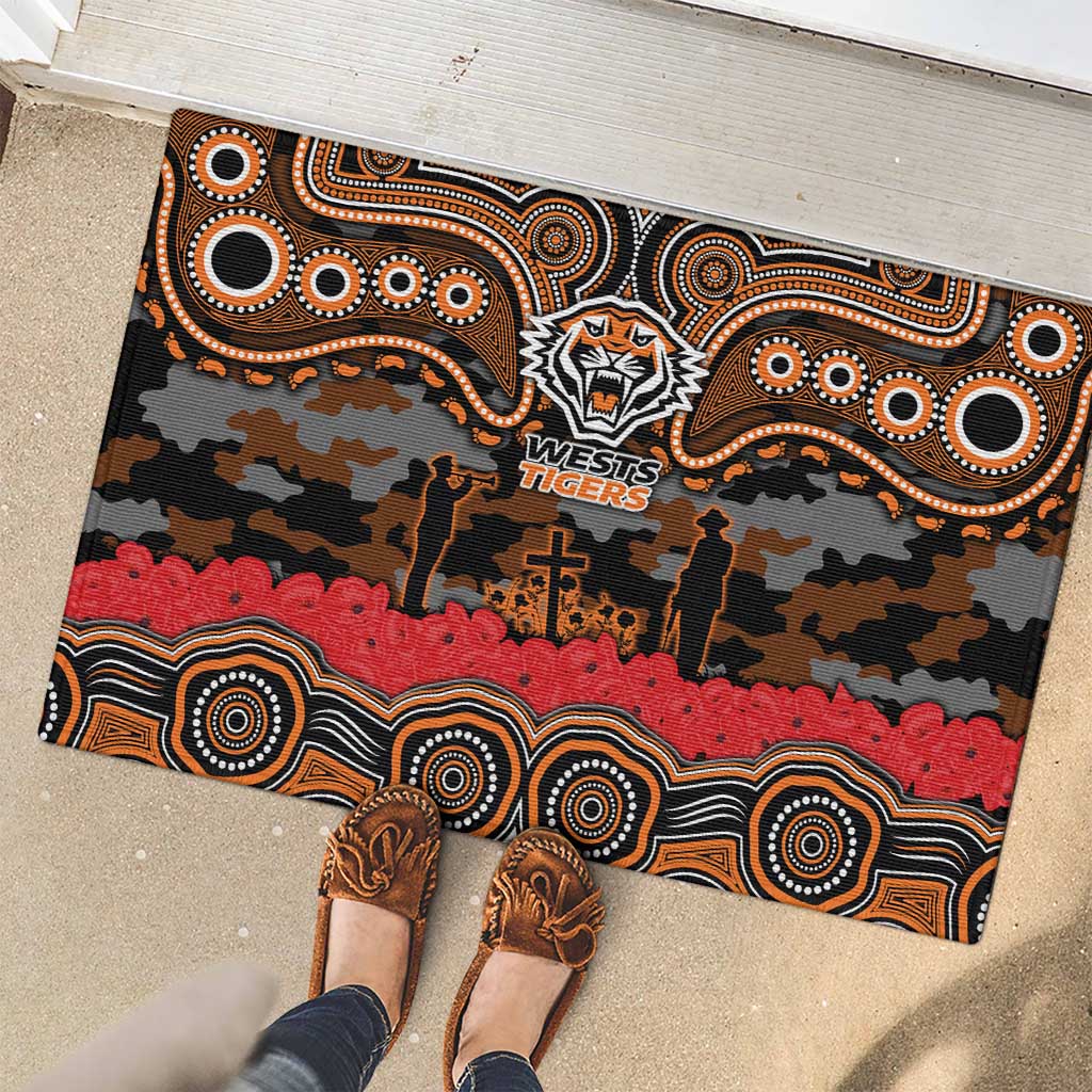 ANZAC Day Wests Tigers Rubber Doormat Military Memorial Aboriginal Indigenous Art