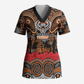 ANZAC Day Wests Tigers Scrub Top Military Memorial Aboriginal Indigenous Art