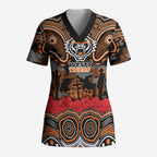 ANZAC Day Wests Tigers Scrub Top Military Memorial Aboriginal Indigenous Art
