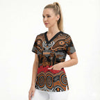 ANZAC Day Wests Tigers Scrub Top Military Memorial Aboriginal Indigenous Art