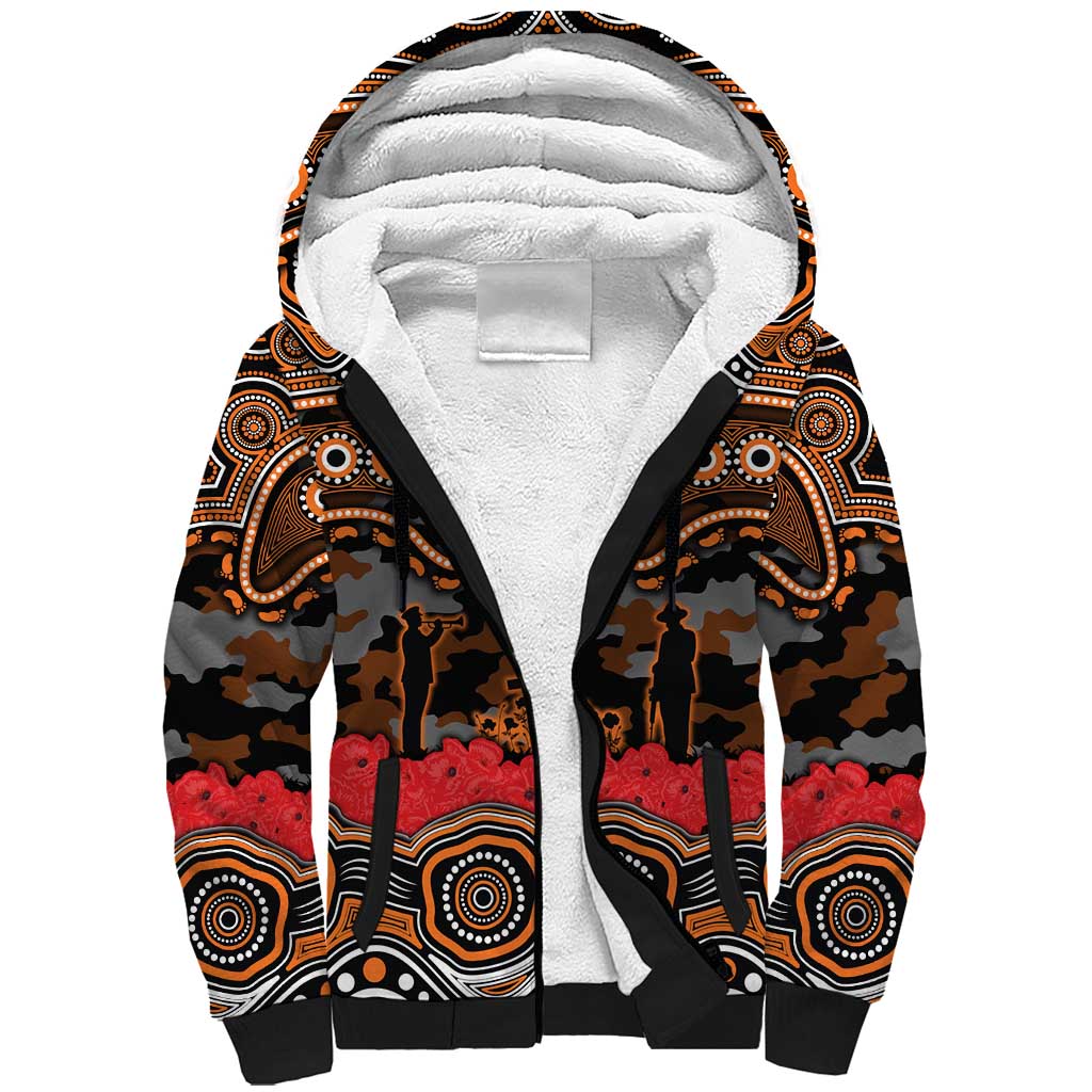 ANZAC Day Wests Tigers Sherpa Hoodie Military Memorial Aboriginal Indigenous Art