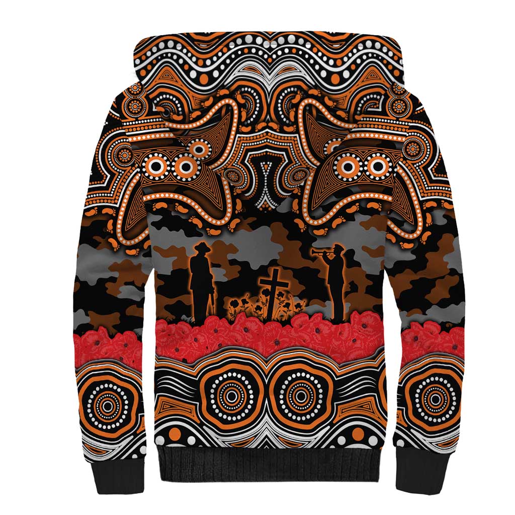 ANZAC Day Wests Tigers Sherpa Hoodie Military Memorial Aboriginal Indigenous Art