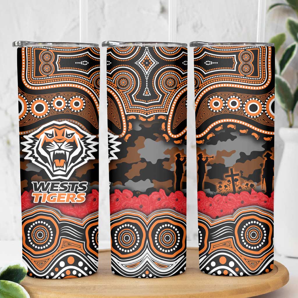 ANZAC Day Wests Tigers Skinny Tumbler Military Memorial Aboriginal Indigenous Art
