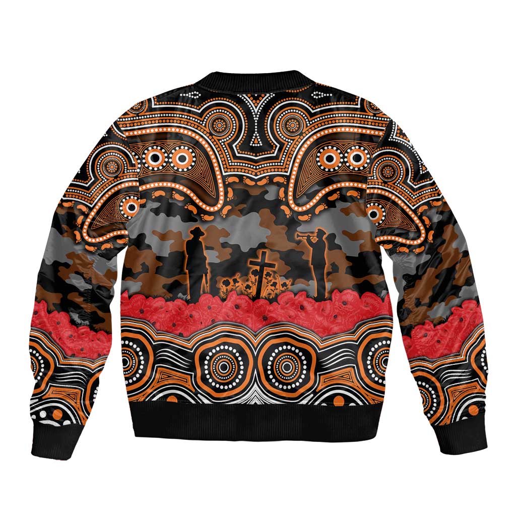ANZAC Day Wests Tigers Sleeve Zip Bomber Jacket Military Memorial Aboriginal Indigenous Art