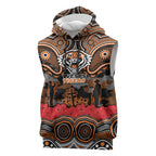 ANZAC Day Wests Tigers Sleeveless Hoodie Military Memorial Aboriginal Indigenous Art