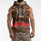 ANZAC Day Wests Tigers Sleeveless Hoodie Military Memorial Aboriginal Indigenous Art