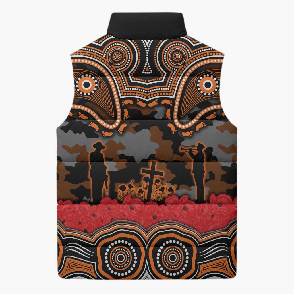 ANZAC Day Wests Tigers Sleeveless Puffer Jacket Military Memorial Aboriginal Indigenous Art