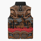 ANZAC Day Wests Tigers Sleeveless Puffer Jacket Military Memorial Aboriginal Indigenous Art