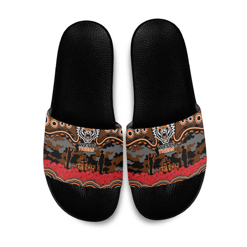ANZAC Day Wests Tigers Slide Sandals Military Memorial Aboriginal Indigenous Art