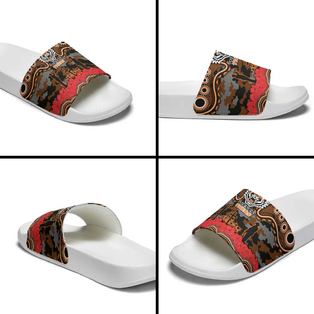 ANZAC Day Wests Tigers Slide Sandals Military Memorial Aboriginal Indigenous Art
