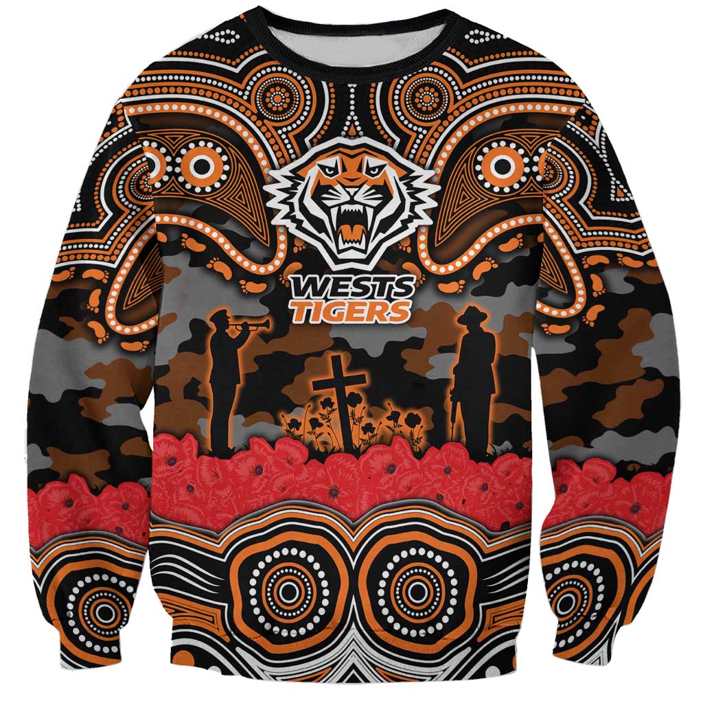 ANZAC Day Wests Tigers Sweatshirt Military Memorial Aboriginal Indigenous Art