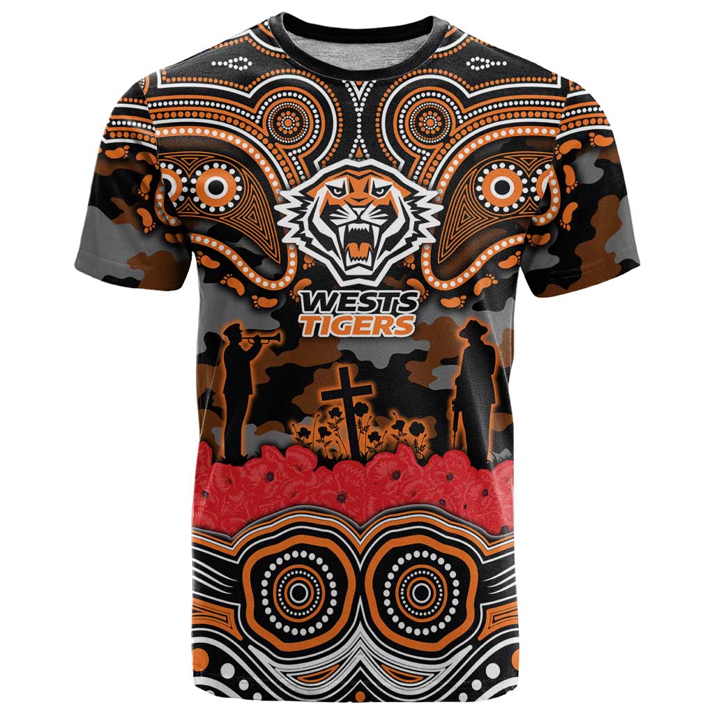 ANZAC Day Wests Tigers T Shirt Military Memorial Aboriginal Indigenous Art