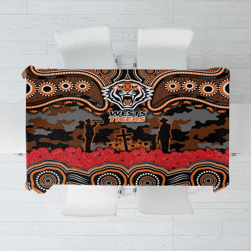 ANZAC Day Wests Tigers Tablecloth Military Memorial Aboriginal Indigenous Art