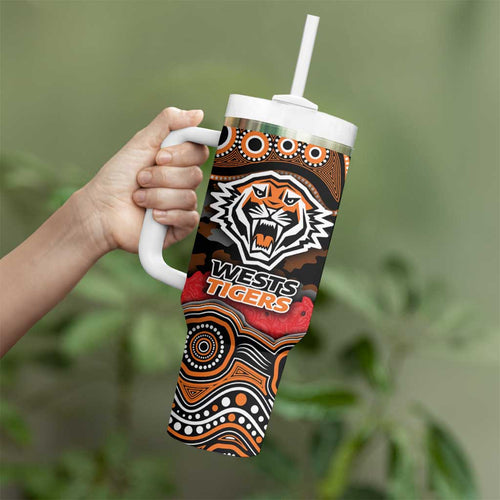 ANZAC Day Wests Tigers Tumbler With Handle Military Memorial Aboriginal Indigenous Art