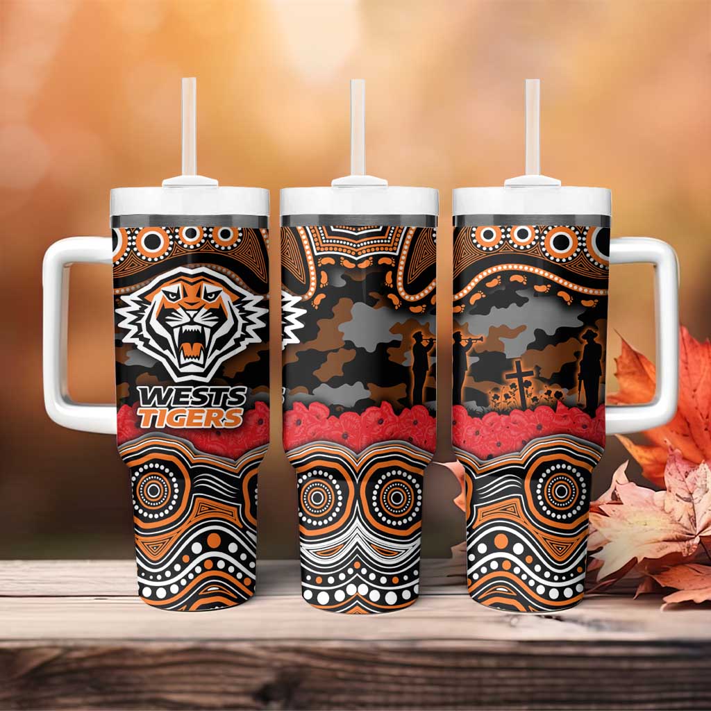 ANZAC Day Wests Tigers Tumbler With Handle Military Memorial Aboriginal Indigenous Art