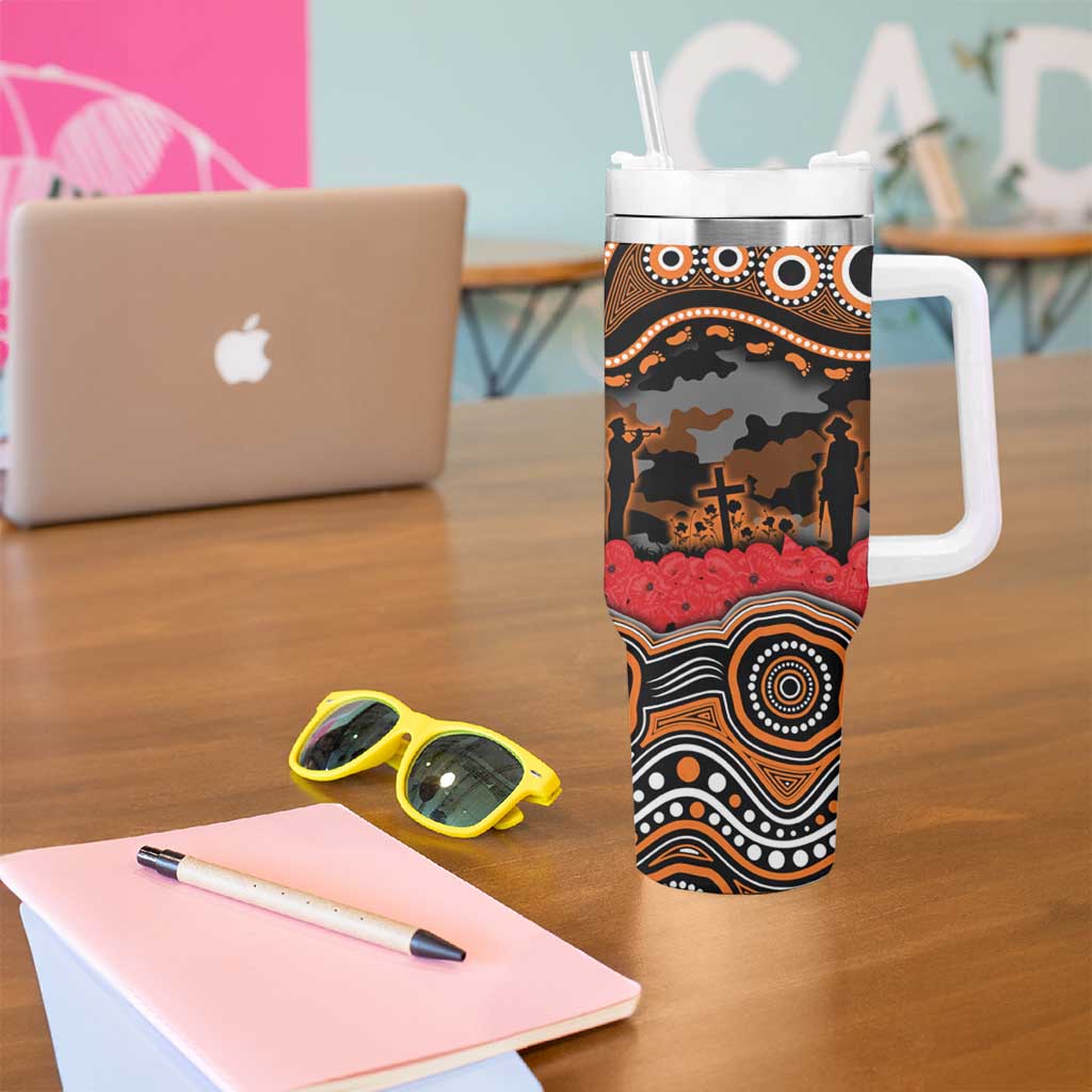 ANZAC Day Wests Tigers Tumbler With Handle Military Memorial Aboriginal Indigenous Art