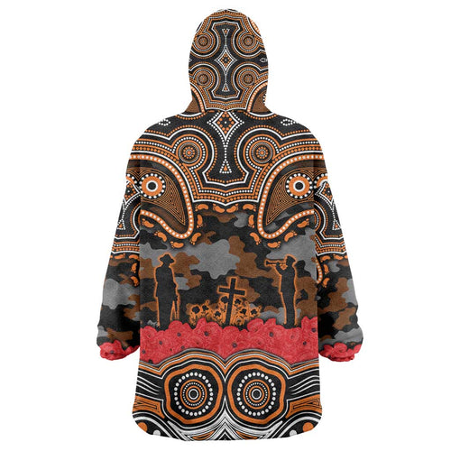 ANZAC Day Wests Tigers Wearable Blanket Hoodie Military Memorial Aboriginal Indigenous Art