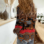 ANZAC Day Wests Tigers Women Casual Shirt Military Memorial Aboriginal Indigenous Art